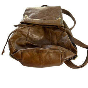 Vintage Ashwood Backpack Purse Brown Leather Drawstring Closure Adjustable